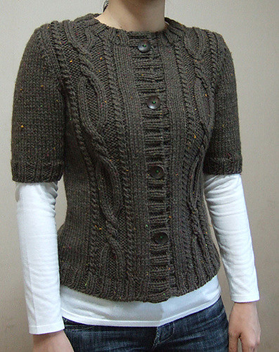 k. Short-sleeve Aran Cardigan