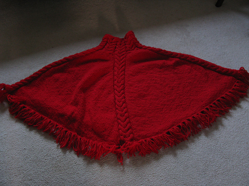 Cabled Turtleneck Poncho