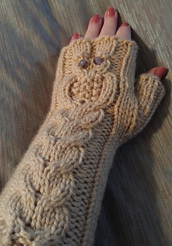 Owl Fingerless Mitts