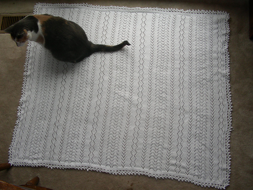Lacy Afghan with Embroidery #8575