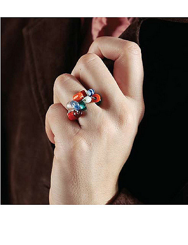 Multicolored Beaded Ring