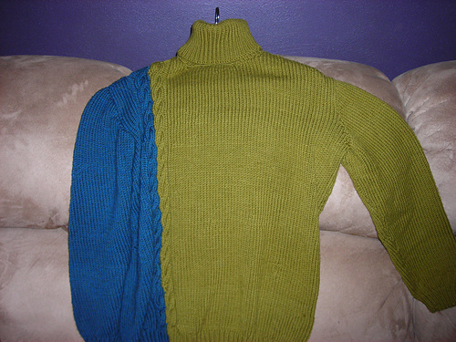 Two-Color Turtleneck Pullover