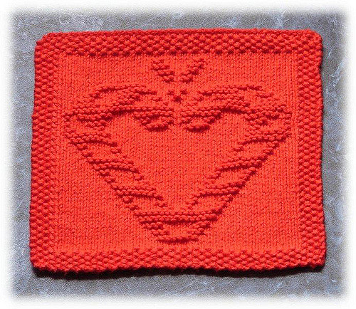 Candy Cane Heart Dishcloth