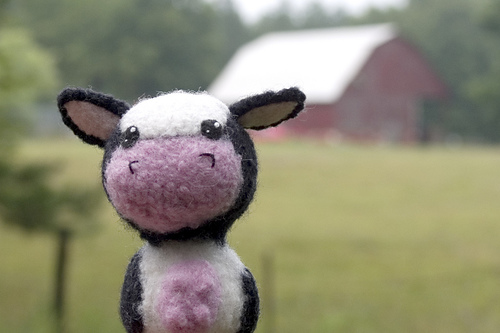 Felted Knit Amigurumi Cow