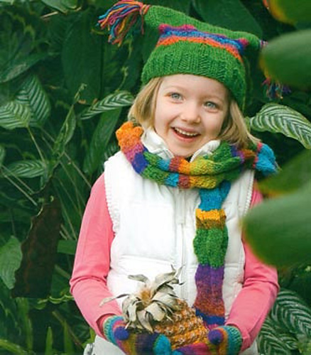 palm scarf hat and mittens set