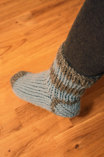 Pink socks with an afterthought heel