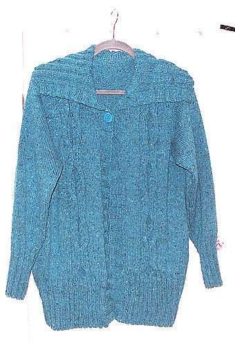 Cabled One-Button Cardigan with Wide Collar