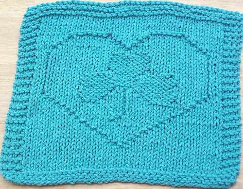 Shamrock Heart Knit Dishcloth 