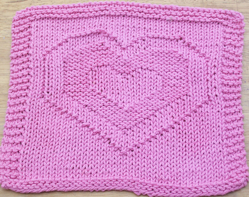 Hearts Knit Dishcloth