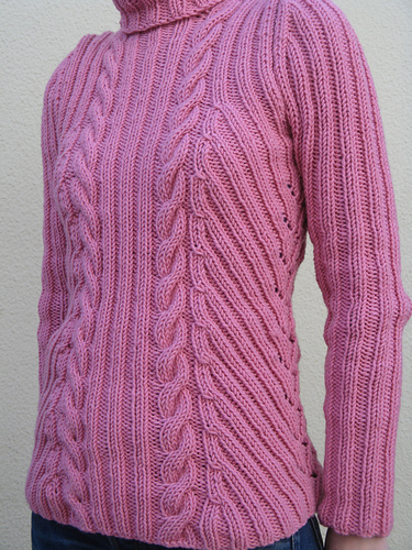 41 Sweater with Diagonal Ribs and Cables