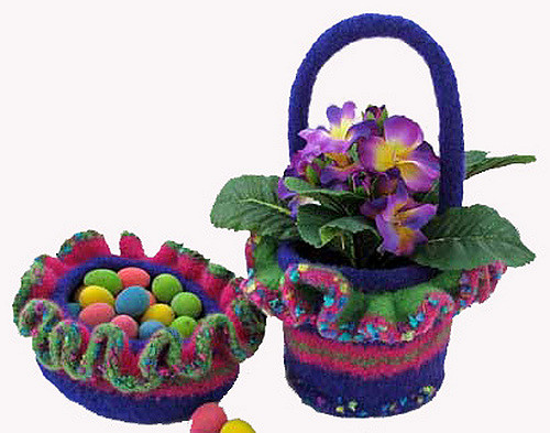 Ruffles Felted Basket & Bowl