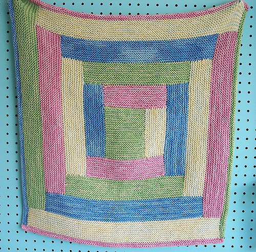 Four Colour Log Cabin Baby Blanket