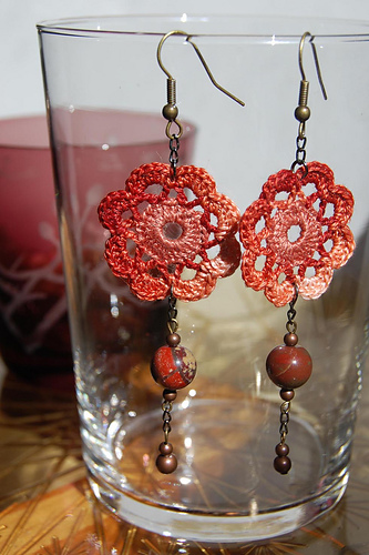 Crochet Flower Earrings photo 3