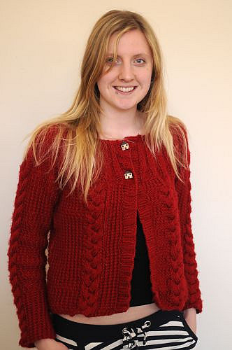 Cabled Cardigan With Ribbed Yoke