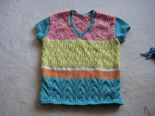 Striped Openwork V-Neck