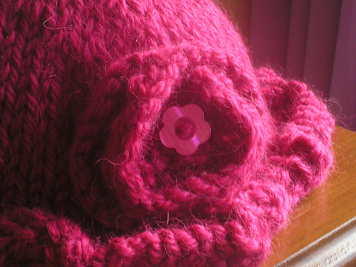 knitted rose and leaf