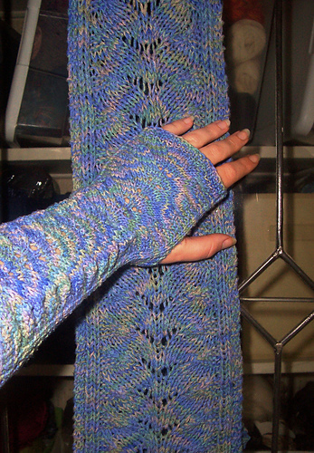 Cascading Petals Scarf and Fingerless Gloves