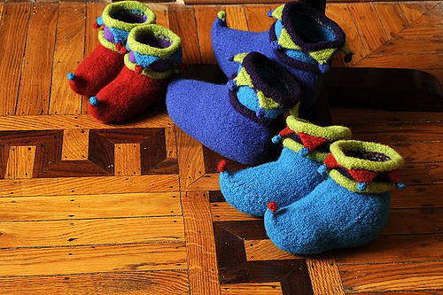 Elf slippers and holiday stocking