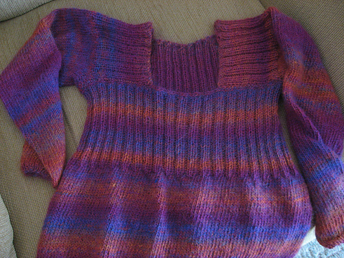 Square neck pullover with rib