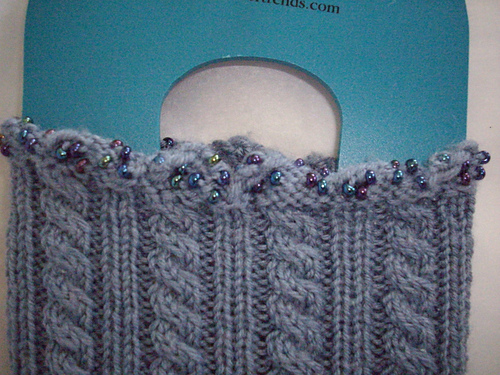 Cable Ribbed Socks with Twisted and Beaded Cuff
