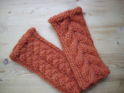 Beginner's Cabled Fingerless Mittens