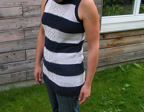 10 Cable Sweater with Wide Stripes