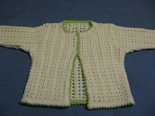 #5 Cardigan with raglan set-in sleeves and picot edge