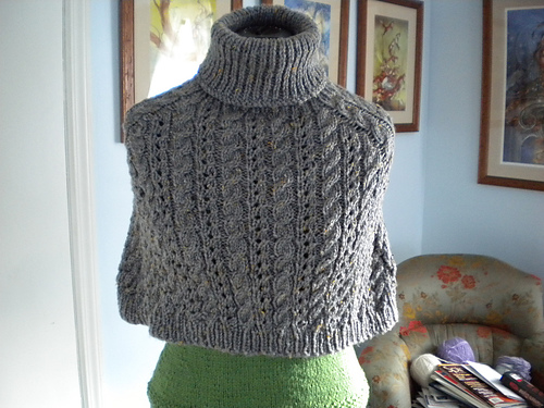 Cable and Lace Poncho