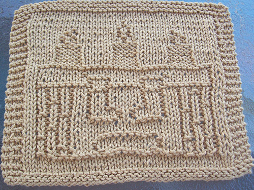 Christmas Mantle Knit Dishcloth 
