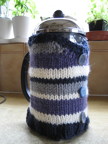 Stripy vest coffee cosy photo 1