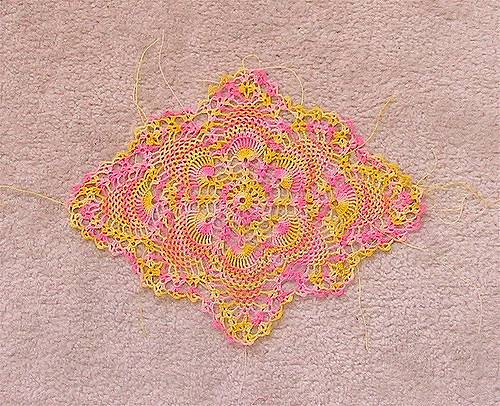 Pink grapefruit pineapple doily