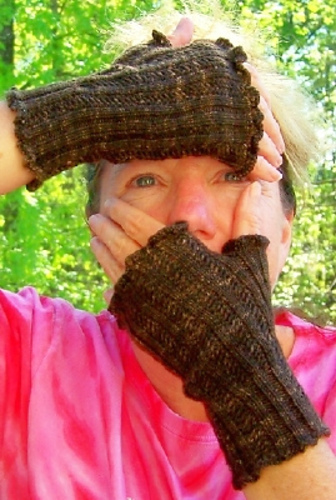 Chocolate Lattice Fingerless Gloves