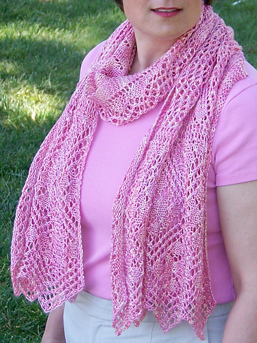 Scarf with Edging 21 and Insertion 25 from The Knitted Lace Pattern Book, Thompson Bros., Kilmarnock, Scotland 1850