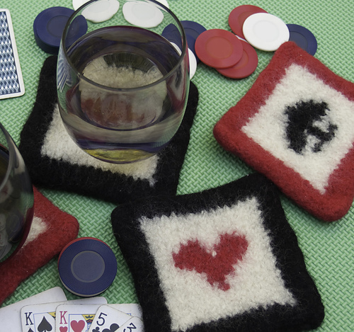 Felted Poker Coasters