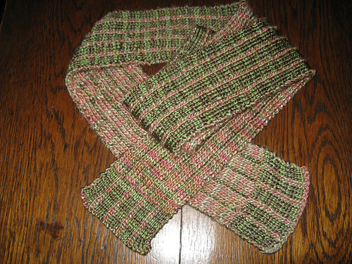 Silk Double-Knit Striped Scarf P70