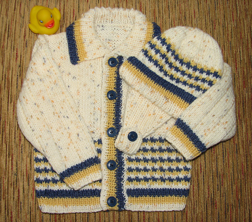 Design B - Three-colour Cardigan, Helmet, and Bootees