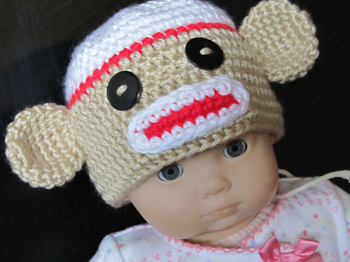 Sock Monkey Baby Hat