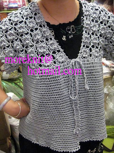 #26 Cardigan with Motif Flower Yoke