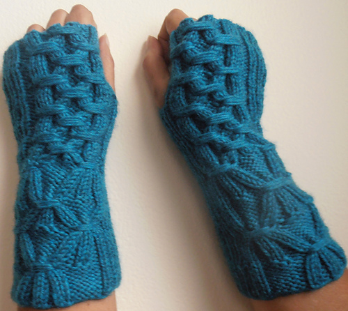 Smocked in One Color Fingerless Mittens