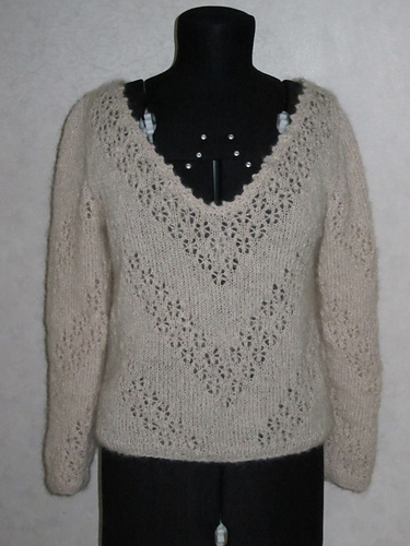 Wide neck jumper with lace patterning