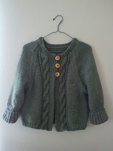 p.29 three quater sleeve cable cardigan