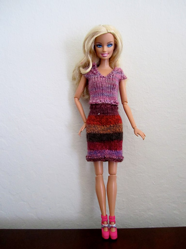#0144 Rose Top and Gray Skirt