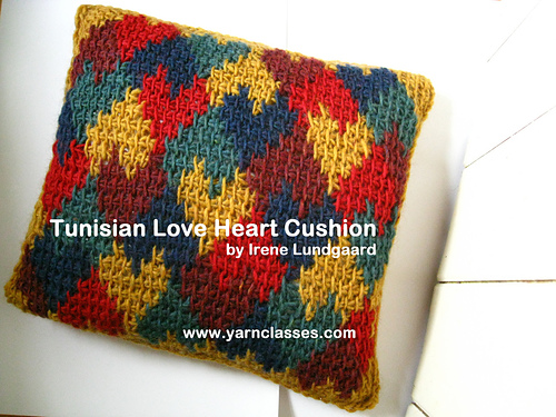 Tunisian Love Heart Cushion