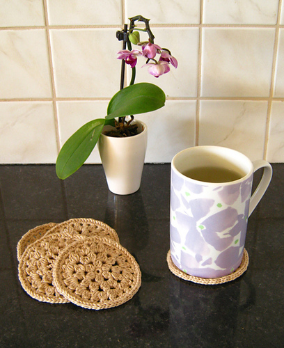 Crocheted Coasters, Flower Power and Flower Wheel