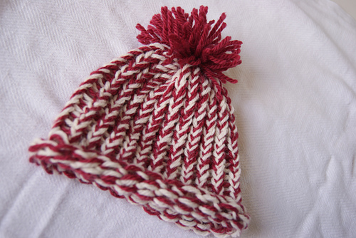 Loom Knit Puff-Ball Infant Hat