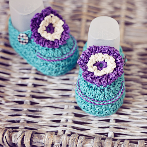 Violet Flower Booties