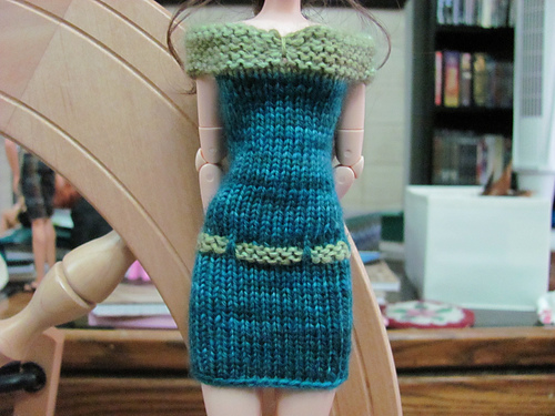 #0251 Turquoise dress with white
