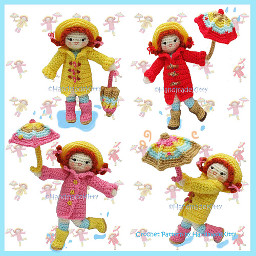 Playing under the Raindrops Amigurumi Crochet Pattern