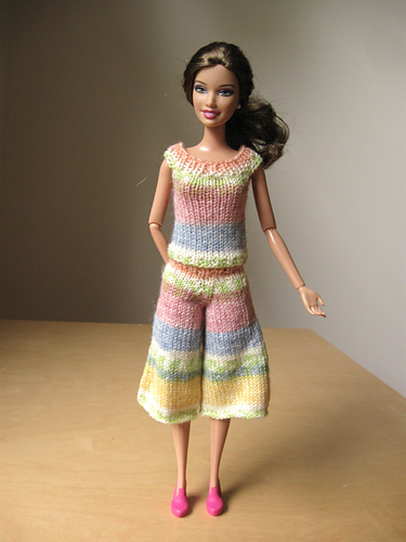 #0292 Pink pants and striped top