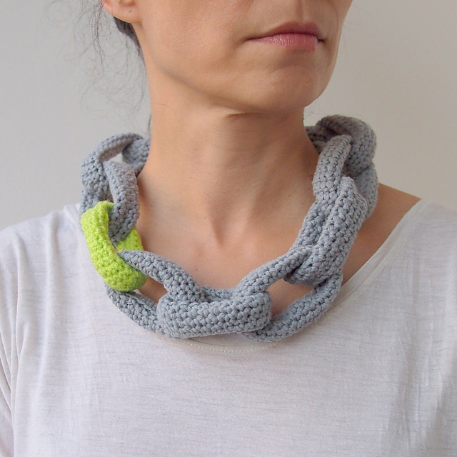 Ravelry Link chain statement necklace loop scarf pattern by Ana D